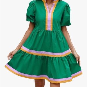 Green and Yellow Women's Dress